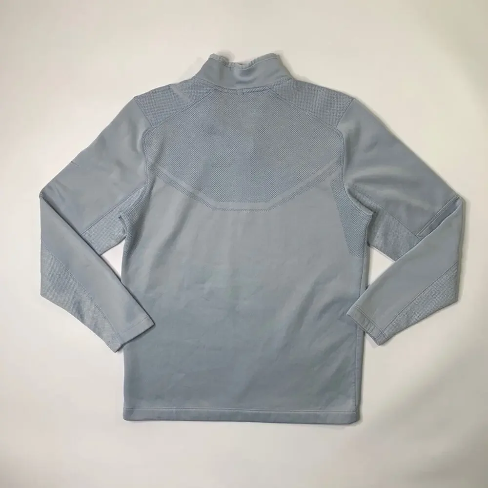 Nike Golf Sweatshirt Mens S Gray Blue Hypervis Therma Half Zip Cover Up Fleece